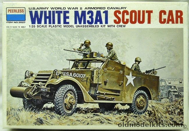 Peerless 1/35 White M3A1 Scout Car - US Army / British Army / Canadian Army / New Zealand Army / Soviet Army, 3507 plastic model kit